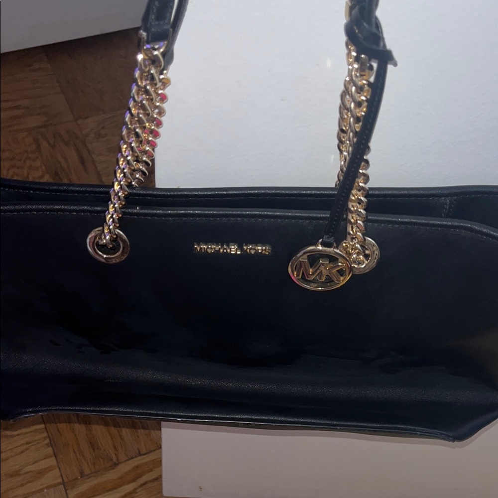 Michael Kors Black Tote with Gold Accents